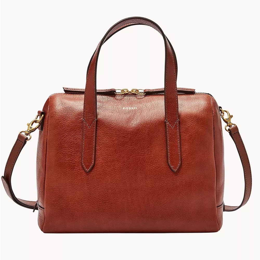 Fossil Sydney Satchel Handbag Crossbody Medium Brown